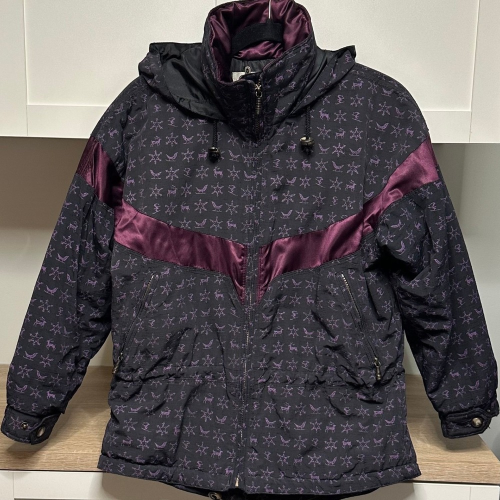 VTG Obermeyer 1980s Women's Ski Snow Jacket Size 6 Purple Retro Insulated Ski